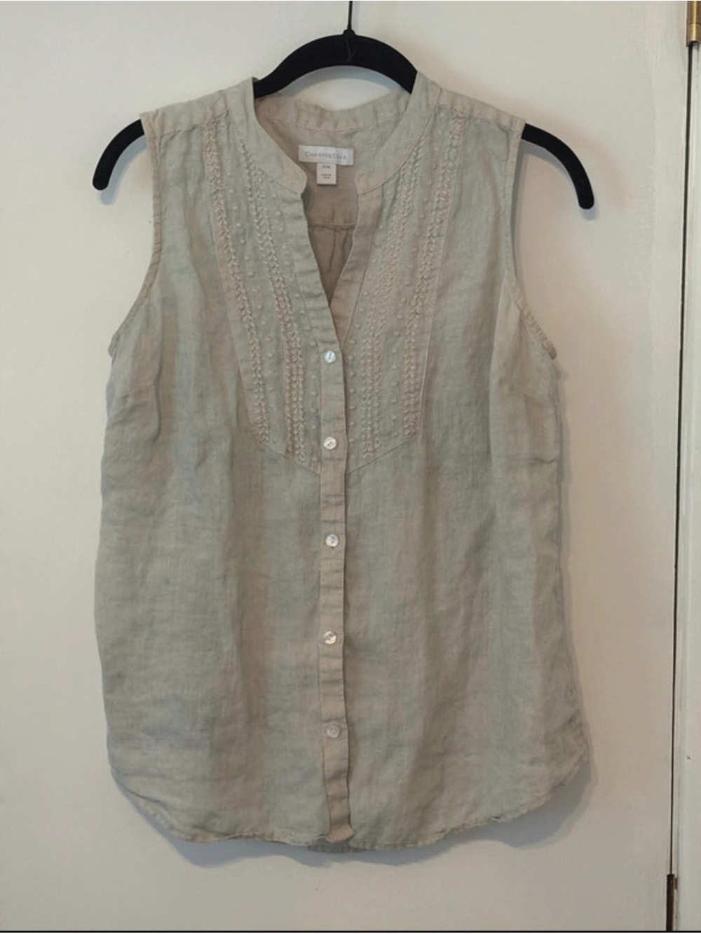 Charter Club Sleeveless Button-Front Top in Light Taupe
